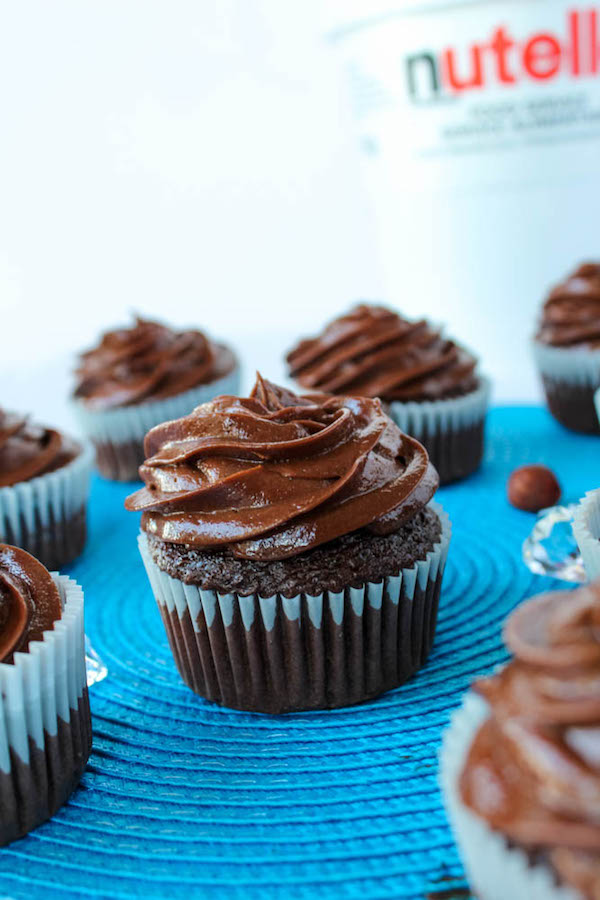 Chocolate cupcakes with amazing whipped Nutella ganache frosting