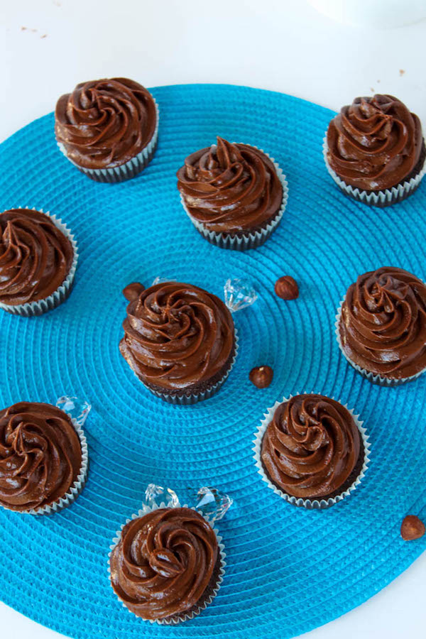 Chocolate cupcakes with whipped Nutella ganache frosting!
