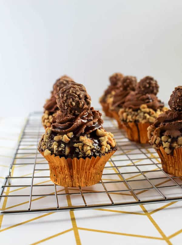 Ferrero Rocher Cupcakes with Nutella Ganache recipe