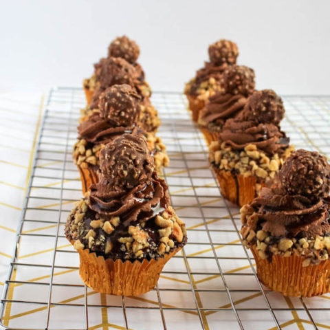 Ferrero Rocher Cupcakes with Nutella Ganache and Nutella Buttercream