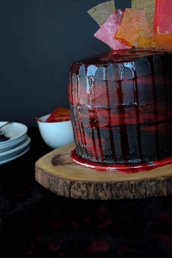 Fire and Blood Game of Thrones Layer Cake recipe on queensleeappetit.com