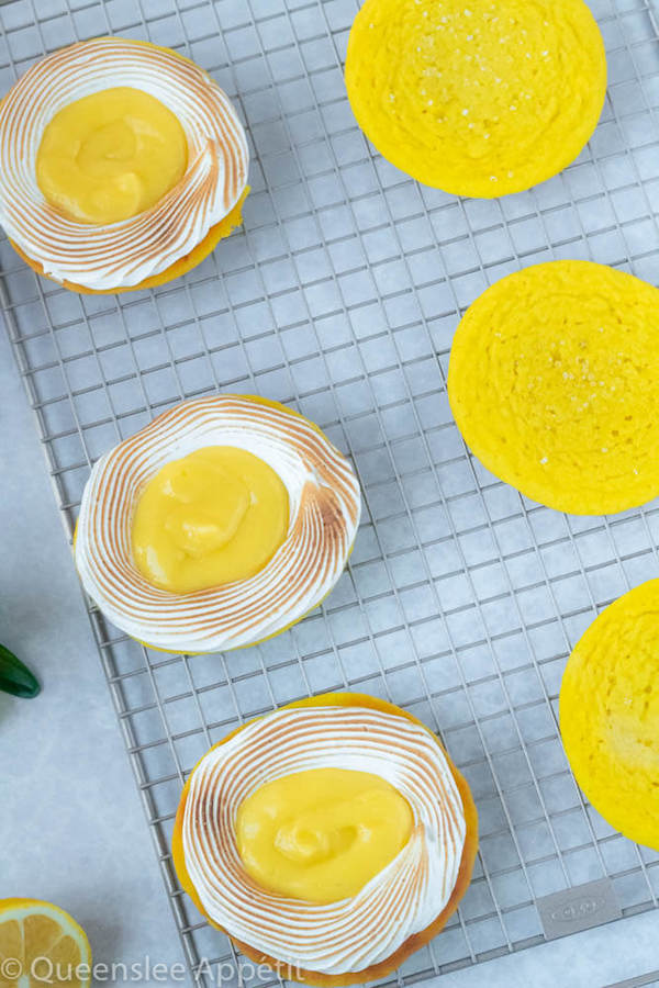 lemon sugar cookies filled with meringue and lemon curd