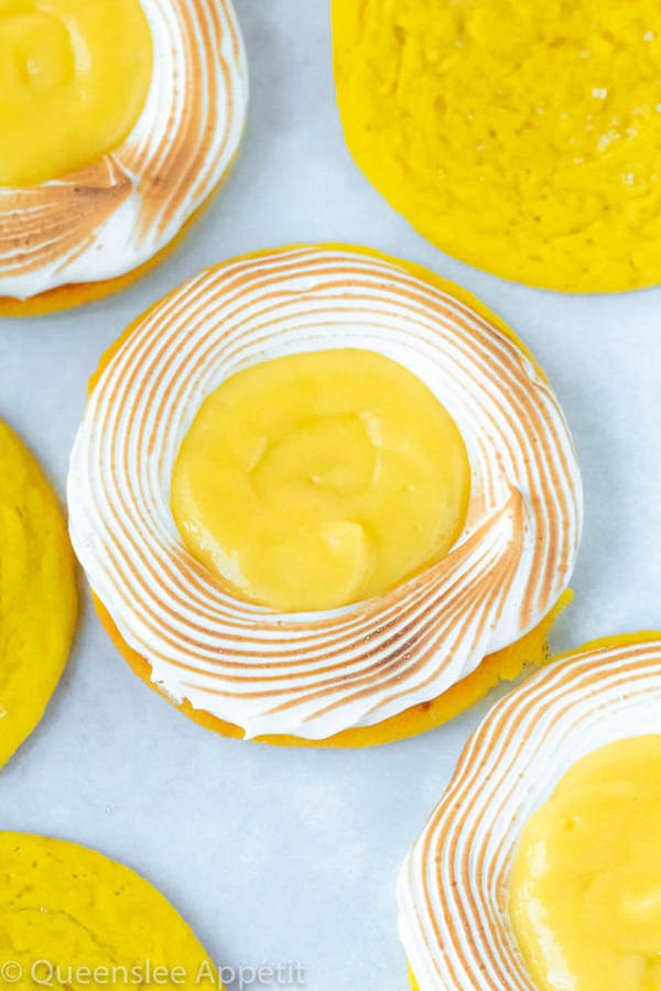 lemon sugar cookies filled with meringue and lemon curd