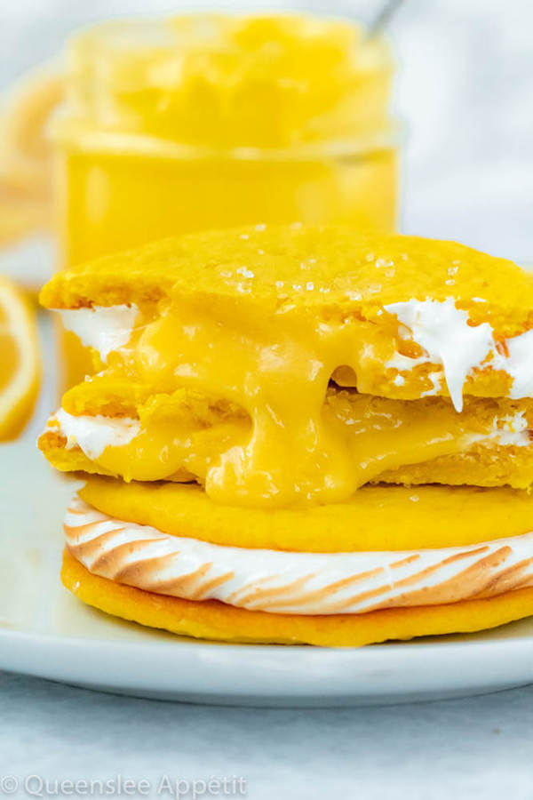 lemon sugar cookies filled with meringue and lemon curd