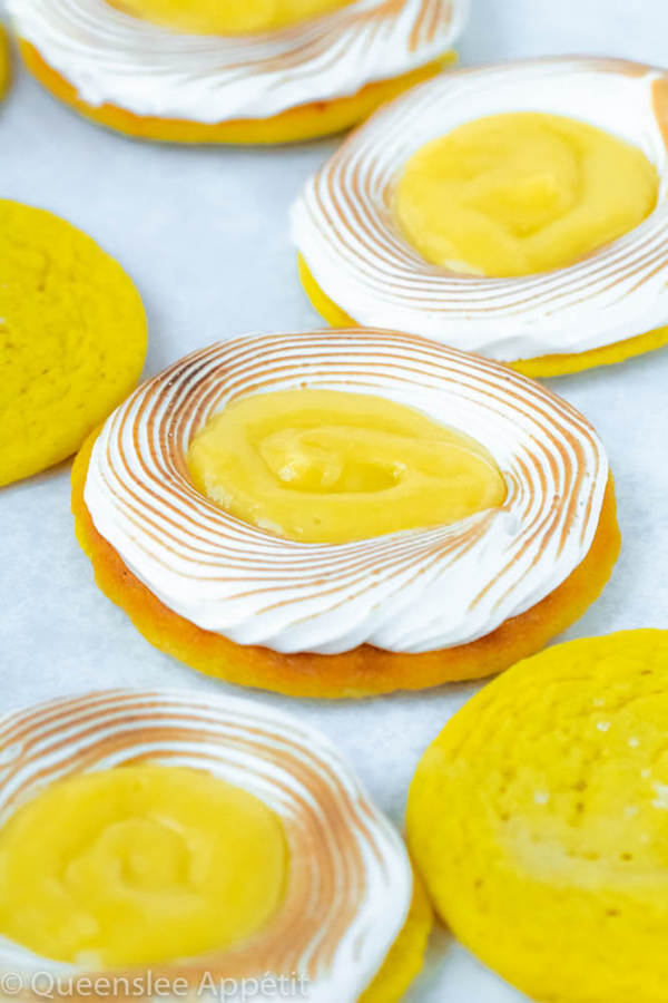 lemon sugar cookies filled with meringue and lemon curd