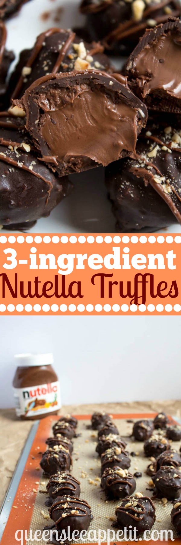 Delectable chocolate hazelnut truffles with an irresistibly smooth Nutella center. These melt-in-your-mouth Nutella Truffles are an upgrade from eating spoonfuls of Nutella straight from the jar!