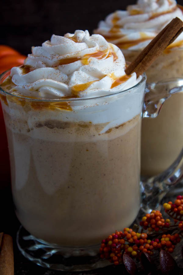 This Caramel Pumpkin Spice Latte is rich, creamy and loaded with pumpkin flavour. Whole milk flavoured with pumpkin purée, spices and caramel, then blended with freshly brewed espresso. This is the perfect drink for the fall season.