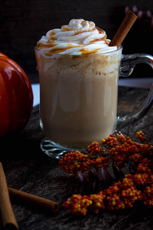 This Caramel Pumpkin Spice Latte is rich, creamy and loaded with pumpkin flavour. Whole milk flavoured with pumpkin purée, spices and caramel, then blended with freshly brewed espresso. This is the perfect drink for the fall season.