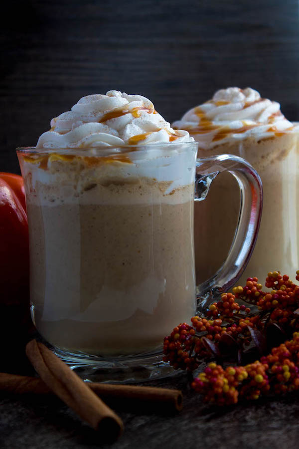 This Caramel Pumpkin Spice Latte is rich, creamy and loaded with pumpkin flavour. Whole milk flavoured with pumpkin purée, spices and caramel, then blended with freshly brewed espresso. This is the perfect drink for the fall season.