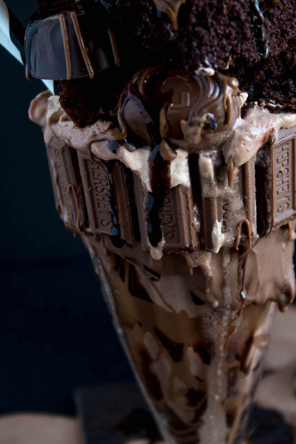 Chocolate Lovers, welcome! This is the chocolatiest, chocolatey, chocolate milkshake of all time. Oops, did I say "milkshake"? I meant FREAKSHAKE! Warning: this recipe is not for the faint of heart.