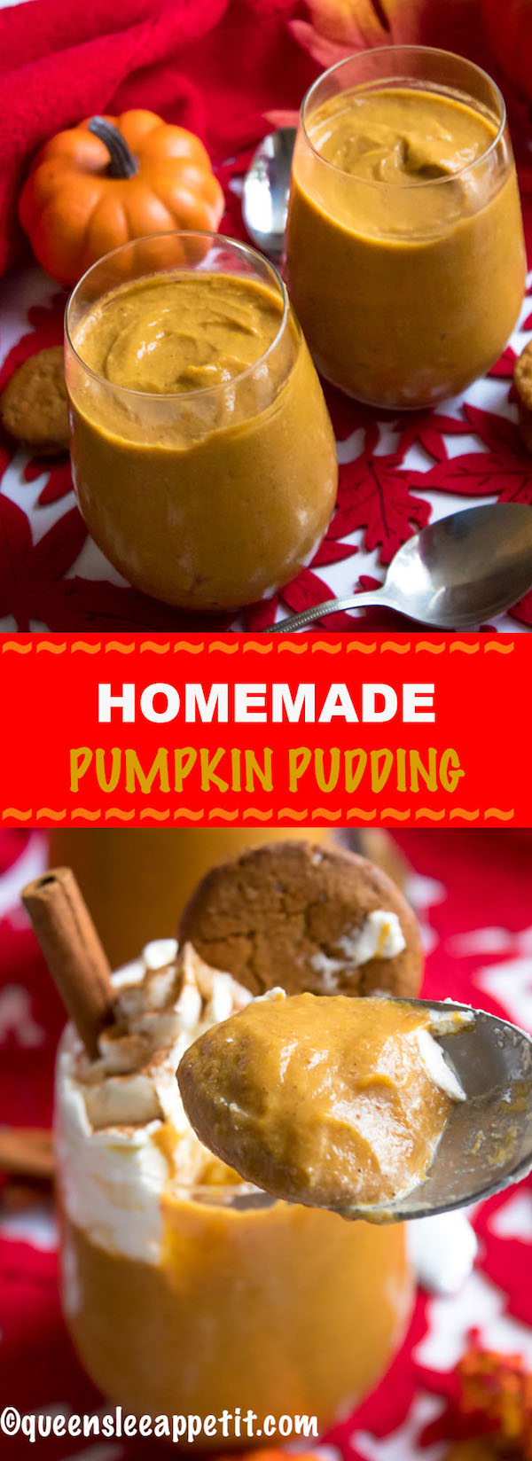 This Homemade Pumpkin Pudding is smooth, creamy and full of pumpkin flavour. Serve it with a dollop of whipped cream and a gingersnap cookie and this makes for a perfect fall dessert!