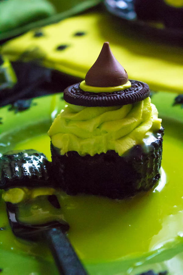 These Mini Melting Witch Cheesecakes are cute, fun and easy to make. They're the perfect dessert to serve at your Halloween party!