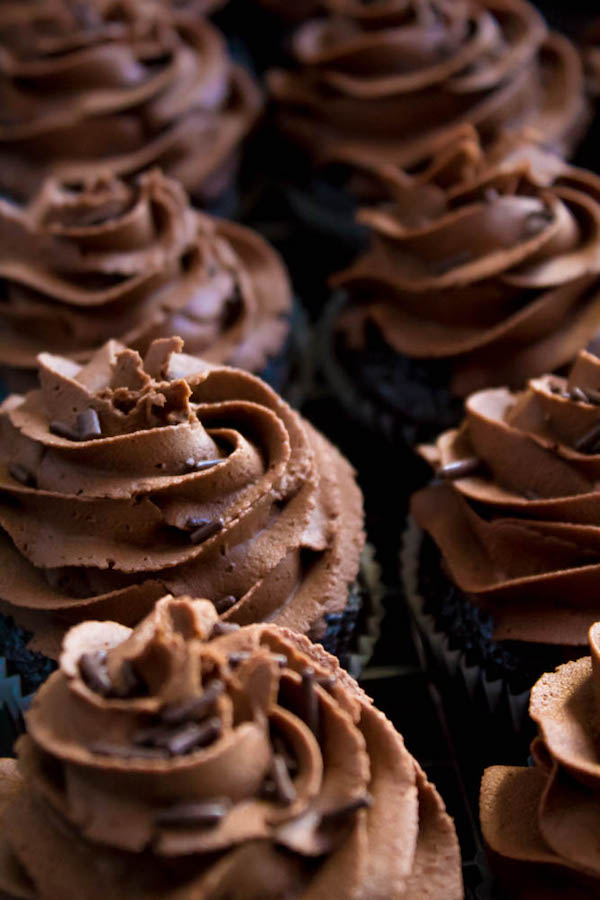 These Chocolate Cupcakes are perfectly moist, fluffy and full of rich chocolate flavour! Topped with a silky and dreamy Chocolate Buttercream Frosting - these cupcakes are the perfect treat for chocoholics.