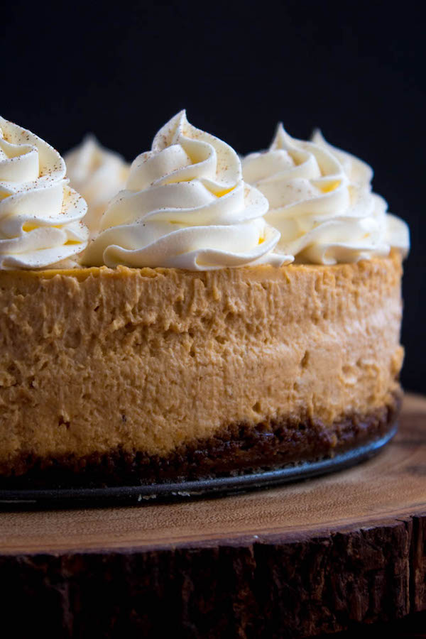 Rich and creamy pumpkin cheesecake paired with a spiced gingersnap crust! This is the perfect dessert to enjoy after your Thanksgiving dinner. 