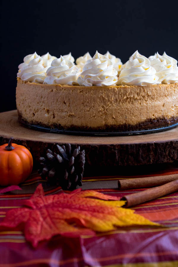 Rich and creamy pumpkin cheesecake paired with a spiced gingersnap crust! This is the perfect dessert to enjoy after your Thanksgiving dinner. 