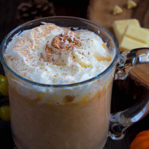 This Pumpkin Spice White Hot Chocolate is rich, smooth and creamy. Packed with classic fall flavours, this is the perfect beverage for warming up to the crisp autumn air.