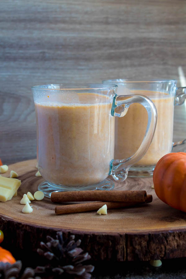 This Pumpkin Spice White Hot Chocolate is rich, smooth and creamy. Packed with classic fall flavours, this is the perfect beverage for warming up to the crisp autumn air.