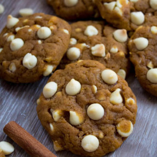 These White Chocolate Chip Pumpkin Cookies are the perfect cookies for fall. They're soft, chewy and packed with delicious pumpkin and spice flavour! And the best part about these cookies? You don't need a mixer!