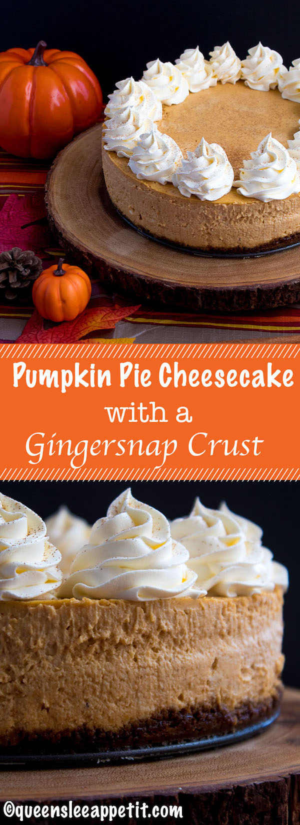 Pumpkin Cheesecake with Gingersnap Crust ~ Recipe | Queenslee Appétit