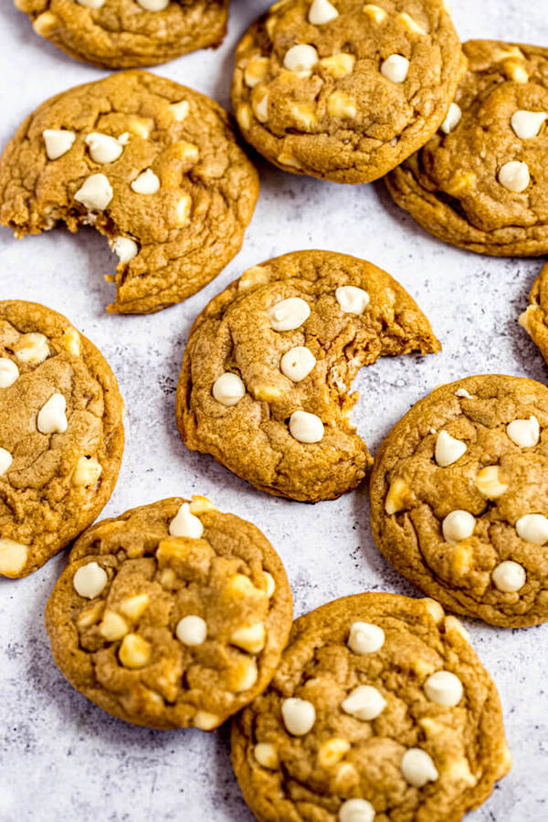 half bitten cookies on parchment paper