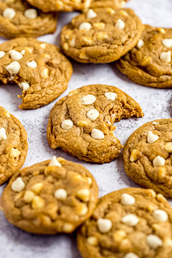 half bitten cookies on parchment paper