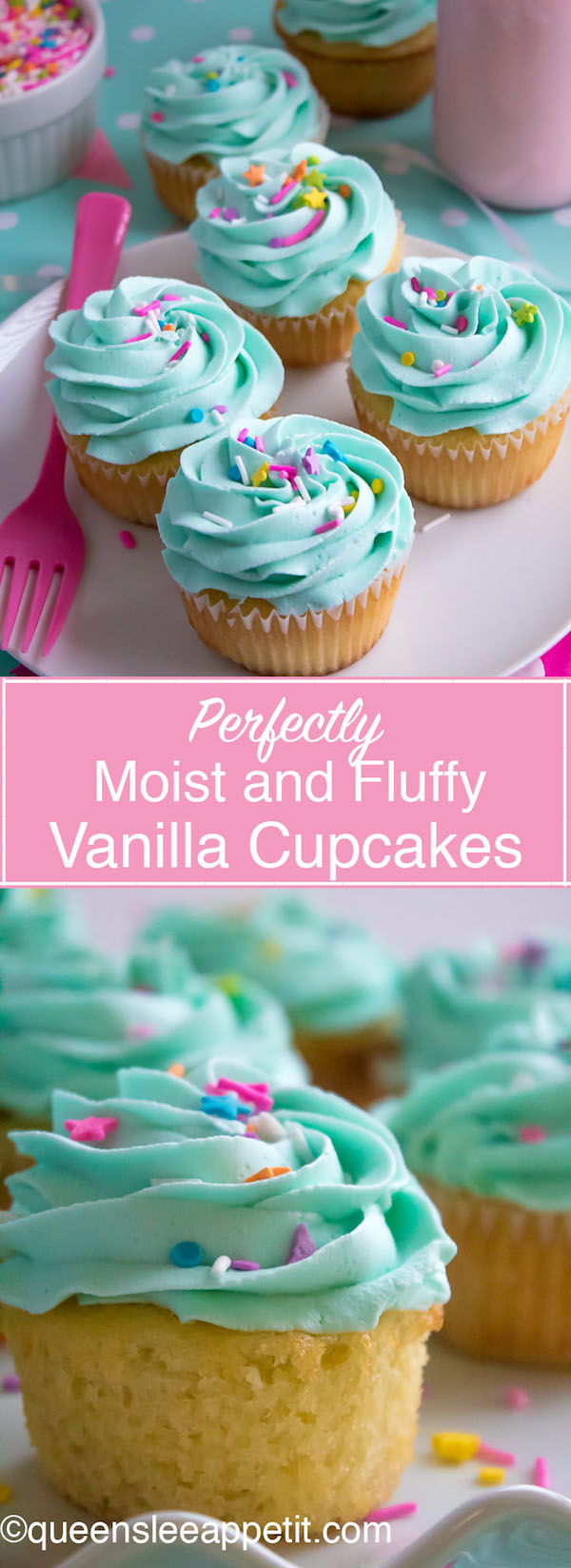 These Vanilla Cupcakes are light, fluffy and incredibly moist! Topped with a creamy and Dreamy Vanilla Buttercream, these are the best cupcakes for a birthday party or any event!