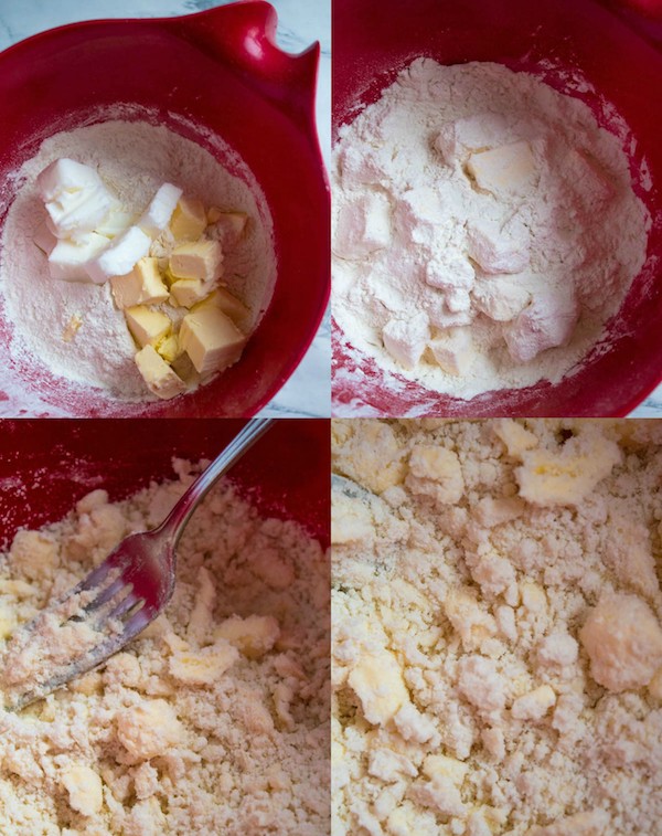 adding cold butter and shortening to perfect pie crust without food processor