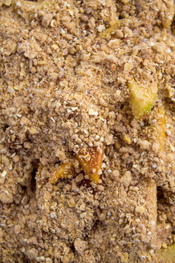 Salted Caramel Apple Crisp – Fresh apples, tossed with sugar and spices, blanketed under a layer of salted caramel sauce and topped with a crispy oatmeal-pecan crumble! This salty and sweet treat is the perfect dessert for Fall and Thanksgiving!