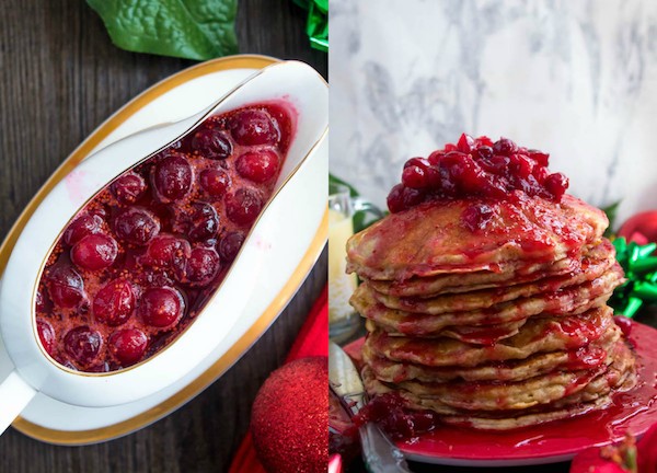 These fluffy, golden Eggnog Pancakes are spiked with rum and have a delicious Eggnog flavour. Top this stack of Christmas flapjacks with fresh cranberry syrup for a delightful holiday breakfast!