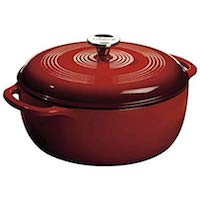 Lodge 6 Quart Enameled Cast Iron Dutch Oven. Classic Red Enamel Dutch Oven with Self Basting Lid . (Island Spice Red)