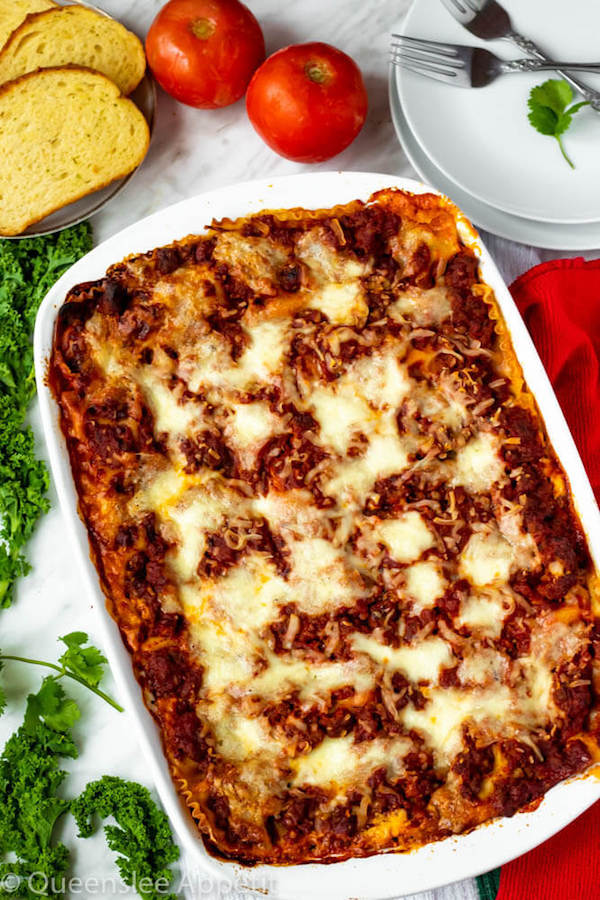 This Lasagna is the best I've ever had! Layers of a thick and meaty sauce, creamy ricotta filling and a cheesy topping. I guarantee this will be your new favourite go-to recipe for the holidays!