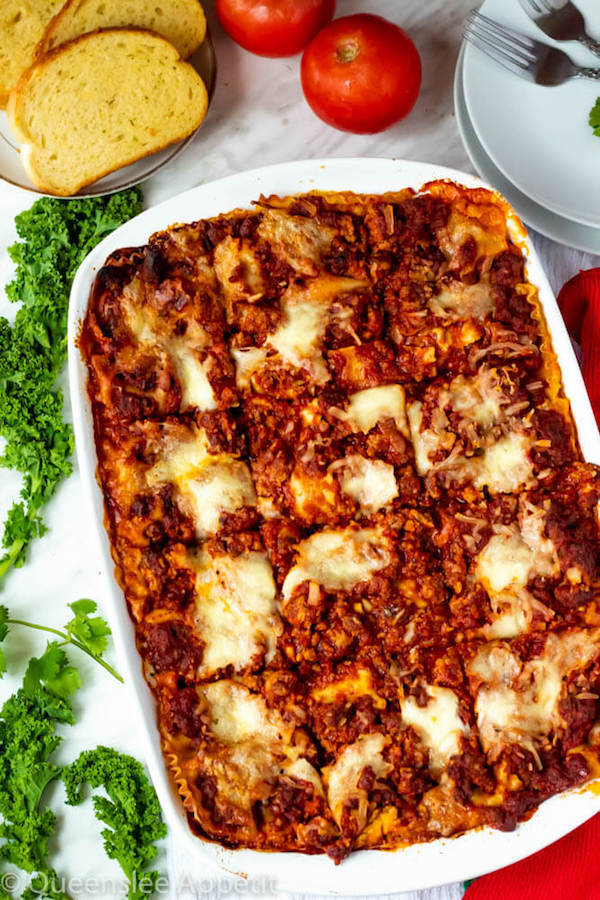 This Lasagna is the best I've ever had! Layers of a thick and meaty sauce, creamy ricotta filling and a cheesy topping. I guarantee this will be your new favourite go-to recipe for the holidays!