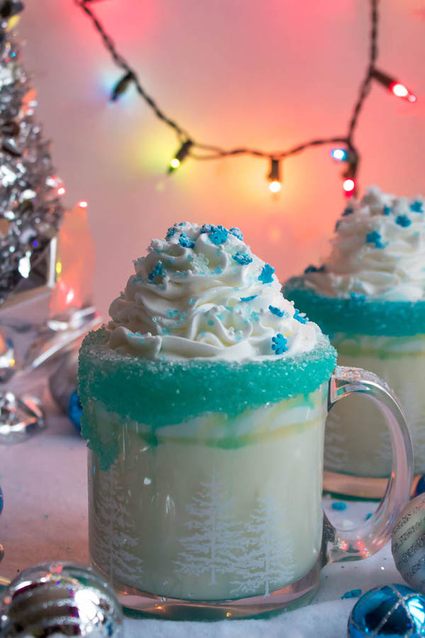 This Winter Wonderland White Hot Chocolate is a fun and festive drink perfect for winter! It's almost too cute to drink!