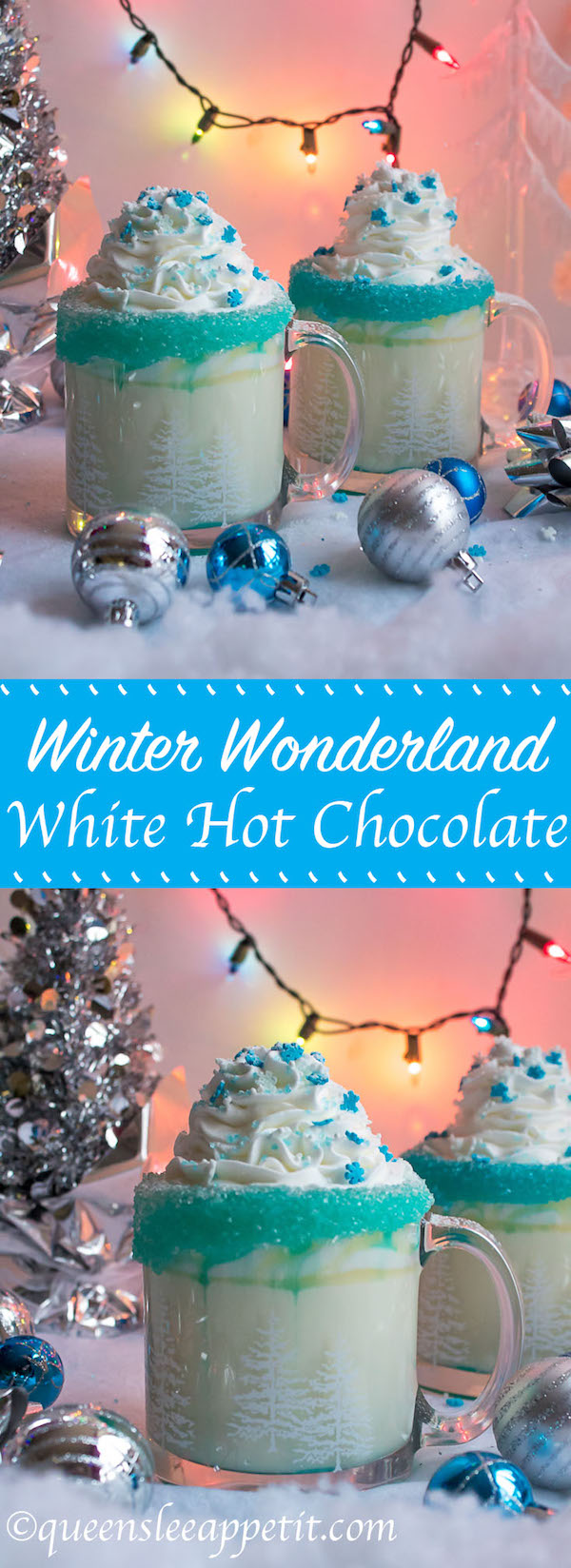 This Winter Wonderland White Hot Chocolate is a fun and festive drink perfect for winter! It's almost too cute to drink!