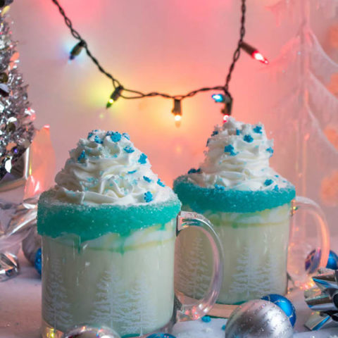 This Winter Wonderland White Hot Chocolate is a fun and festive drink perfect for winter! It's almost too cute to drink!