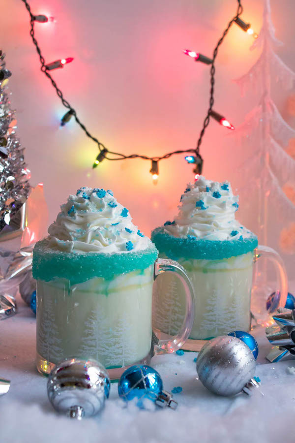 This Winter Wonderland White Hot Chocolate is a fun and festive drink perfect for winter! It's almost too cute to drink!