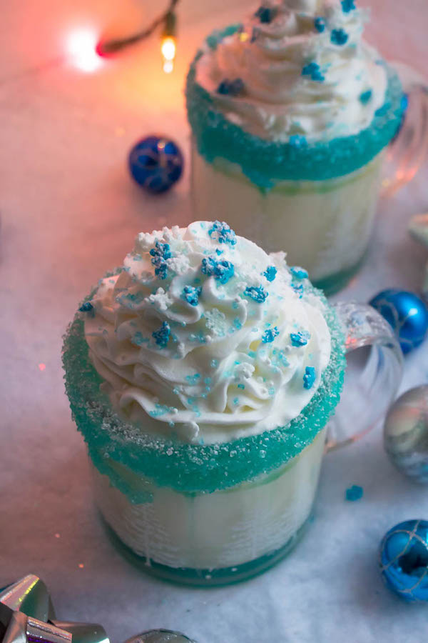 This Winter Wonderland White Hot Chocolate is a fun and festive drink perfect for winter! It's almost too cute to drink!