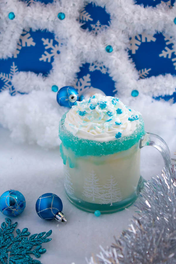 This Winter Wonderland White Hot Chocolate is a fun and festive drink perfect for winter! It's almost too cute to drink!