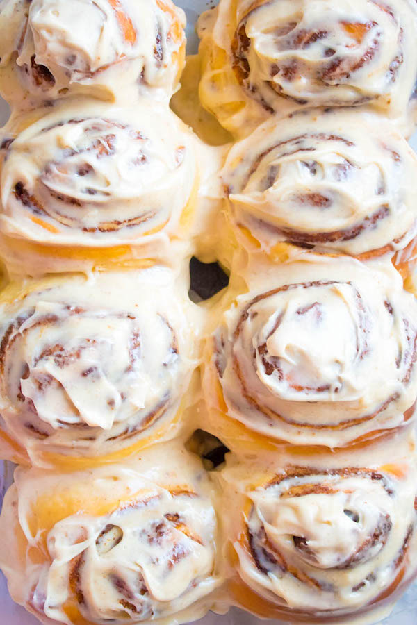 These are hands down the best Cinnamon Rolls I've ever had! They're incredibly soft, fluffy, warm and gooey. Smothered in a silky smooth Cinnamon Cream Cheese Icing, this will undoubtedly be your new favourite cinnamon roll recipe!