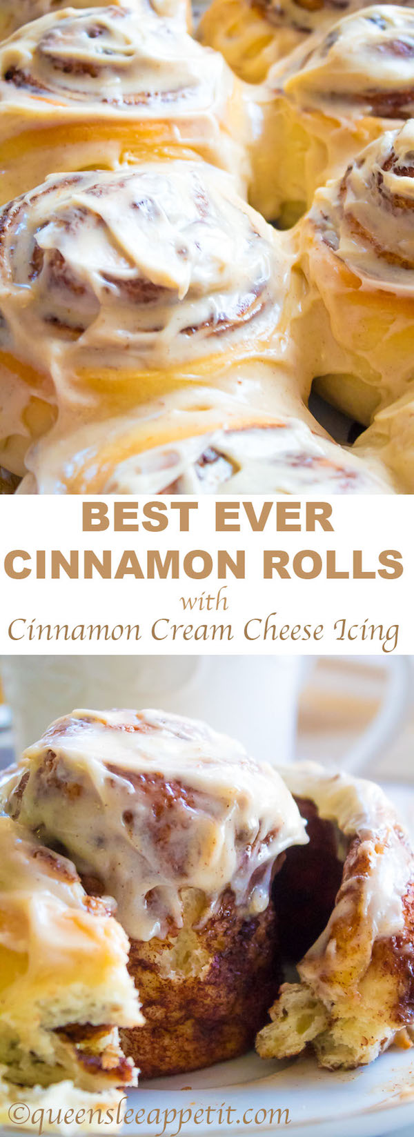 These are hands down the best Cinnamon Rolls I've ever had! They're incredibly soft, fluffy, warm and gooey. Smothered in a silky smooth Cinnamon Cream Cheese Icing, this will undoubtedly be your new favourite cinnamon roll recipe!