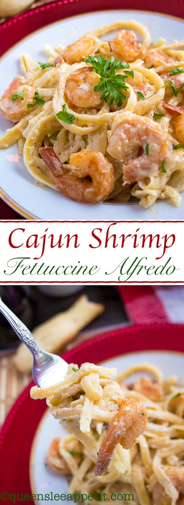 This Cajun Shrimp Fettuccine Alfredo is creamy and full of spicy Cajun flavour. Serve with a side of breadsticks for an easy and delicious pasta dinner!