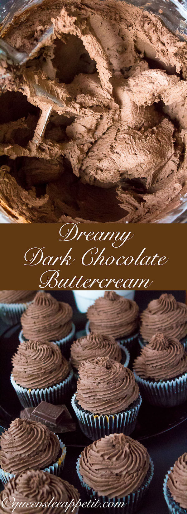 A light, fluffy, decadent and dreamy Dark Chocolate Buttercream Frosting. Perfect for frosting cakes, cupcakes, and more!