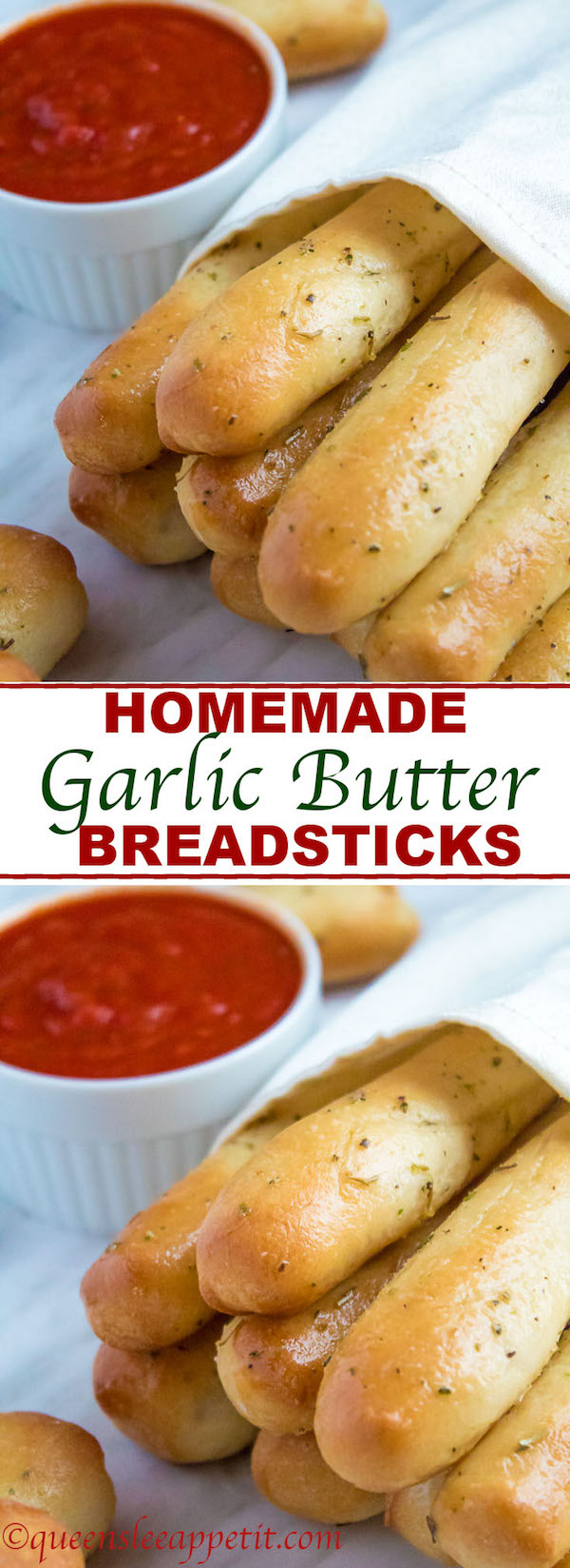 These Homemade Garlic Butter Breadsticks are incredibly soft, fluffy and buttery. They're so simple to make and are a great addition to all your meals!