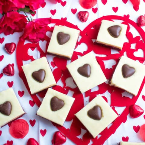 White Chocolate Fudge Red Velvet Brownies