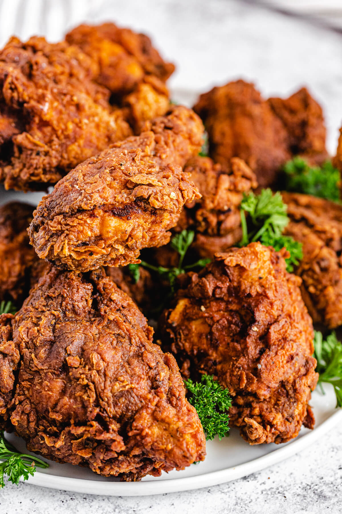 chicken on a white platter