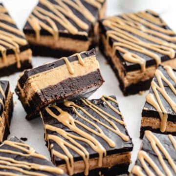 brownies with peanut butter drizzle