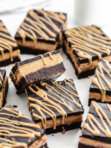 brownies with peanut butter drizzle