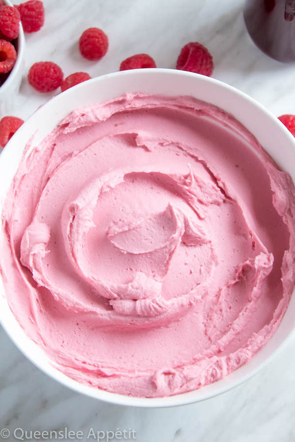 This Dreamy Raspberry Buttercream Frosting is perfectly light, fluffy and creamy. With an authentic raspberry flavour and gorgeous pink colour, this frosting will pair perfectly with any summer, Valentines Day or Mother’s Day dessert! 