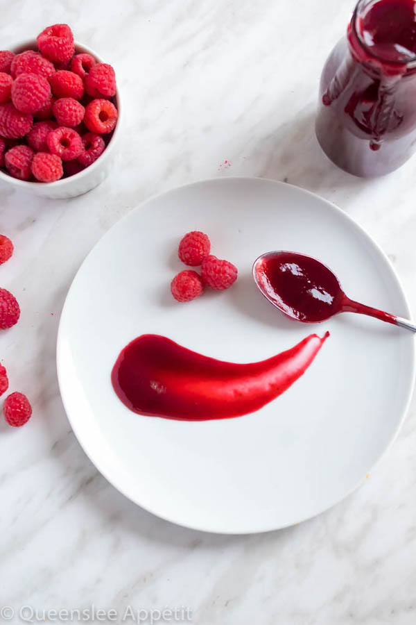 This Homemade Raspberry Sauce is perfect for filling cakes and topping waffles, pancakes, scones, cheesecake and so much more! 