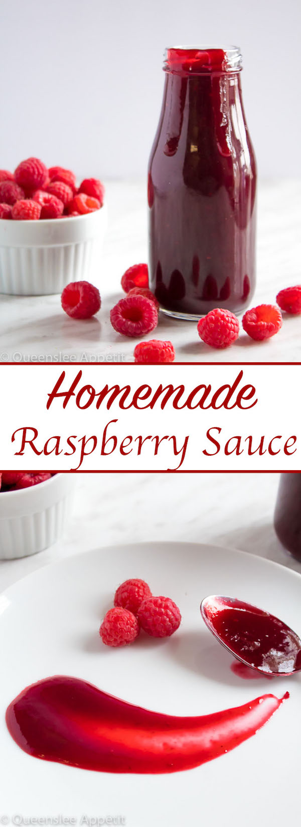 This Homemade Raspberry Sauce is perfect for filling cakes and topping waffles, pancakes, scones, cheesecake and so much more! 